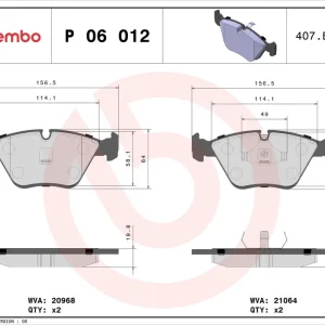 Zestaw klocków hamulcowych, hamulce tarczowe BREMBO P 06 012 Kup online