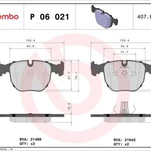 Zestaw klocków hamulcowych, hamulce tarczowe BREMBO P 06 021 Popularny