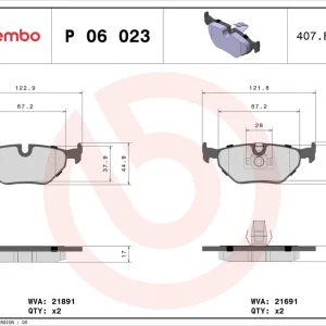 Oferta limitowana Zestaw klocków hamulcowych, hamulce tarczowe BREMBO P 06 023