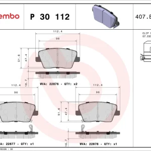 Zniżka Zestaw klocków hamulcowych, hamulce tarczowe BREMBO P 30 112